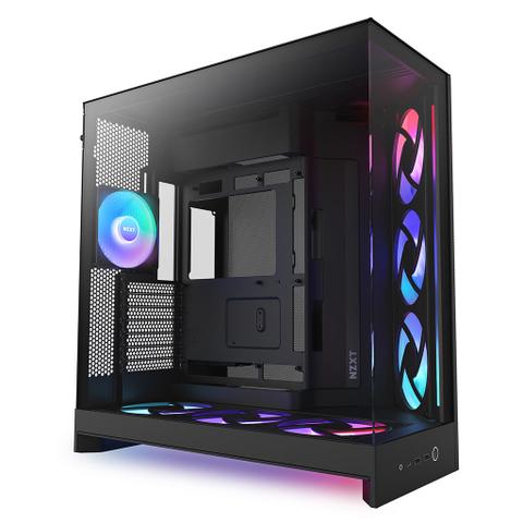 NZXT H9 RGB+ Flow Tempered Glass Mid-Tower E-ATX Case - Black