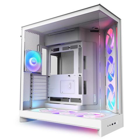 NZXT H9 RGB+ Flow Tempered Glass Mid-Tower E-ATX Case - White