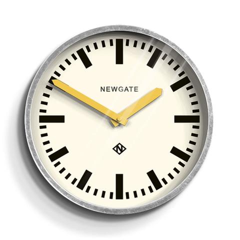 Newgate Luggage Wall Clock - Galvanised Yellow Hands