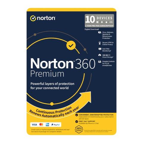 Norton 360 Premium 100Gb - 1 User - 10 Devices - 12 Month