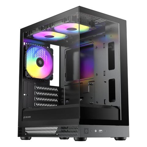 Okinos AQUA UNO Tempered Glass Mini Tower Micro-ATX Case - Black