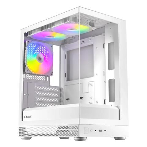 Okinos AQUA UNO Tempered Glass Mini Tower Micro-ATX Case - Polar