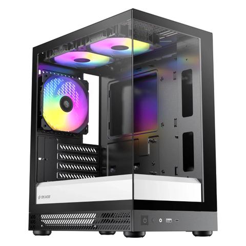 Okinos AQUA UNO Tempered Glass Mini Tower Micro-ATX Case - Zebra