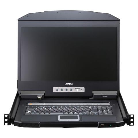 ATEN 16 Port USB HDMI Single Rail Widescreen FHD LCD KVM over IP Switch - Local/Remote Shared Access