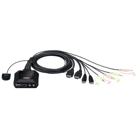 ATEN CS22H 2-Port USB 4K HDMI Cable KVM Switch with Remote Port Selector