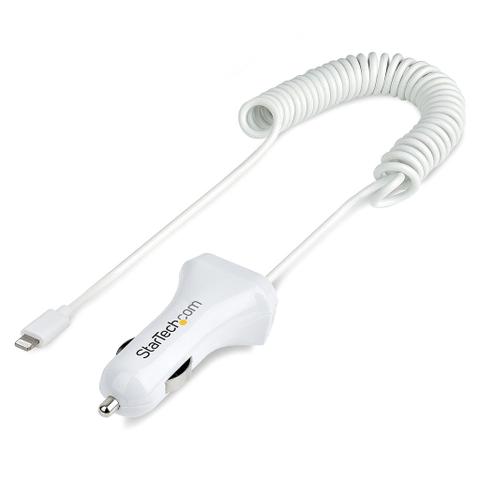 StarTech 1m Coiled Cable 12W 2-Port USB Lightning Car Charger