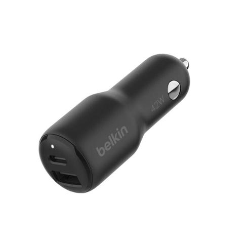Belkin BoostCharge 42W USB-C PD Dual Car Charger (Black)