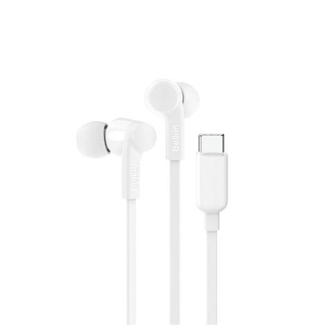 Belkin SoundForm USB-C Wired Earbuds with Adjustable Volume Limiter (White)
