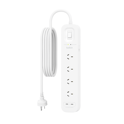 Belkin 4-Outlet Surge Protection Strip with Dual USB-C Charging Ports