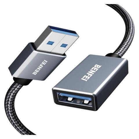 BENFEI 393GY 2m USB 3.0 Male to Female Extension Nylon Braided Cable