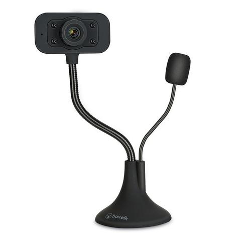 Bonelk 1080p USB Desktop Webcam, Flexible Neck, Black - ELK-63023-R