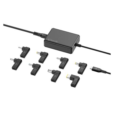 Bonelk 1.5m Long-Life 100W GaN Multi-Device Laptop Charger w/ In-Built Cable - Black