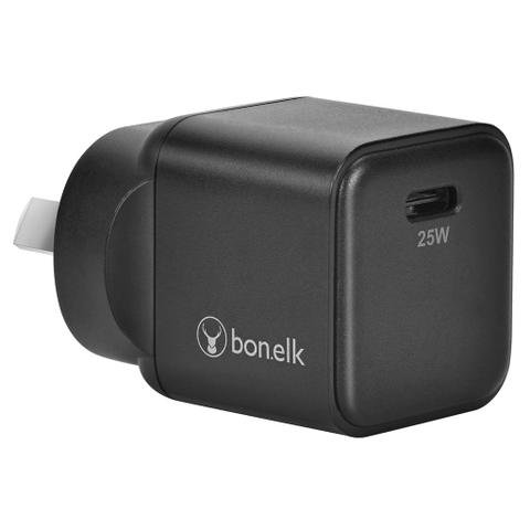 Bonelk 25W PD USB-C Wall Charger with Easy Grip Cable (Black)