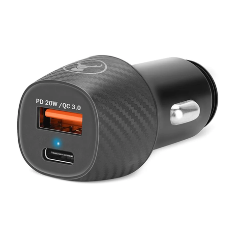 Bonelk Carbon Series 20W PD USB-C 18W QC 3.0 USB-A 20W Car Charger (Black)
