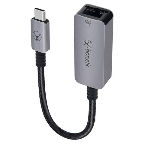 Bonelk 15cm Long-Life USB-C to Ethernet Adapter (Space Grey)