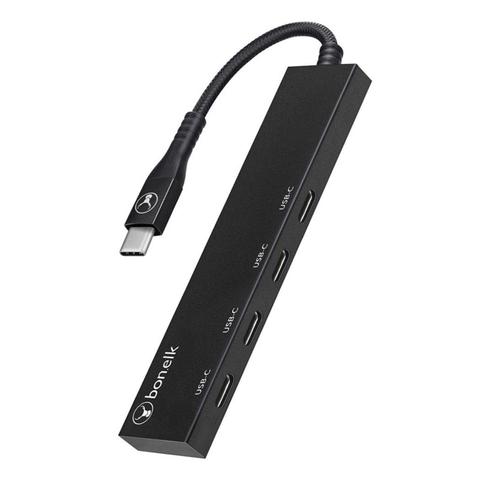 Bonelk Long-Life USB-C to 4 Port USB-C 3.0 Slim Hub (Black)