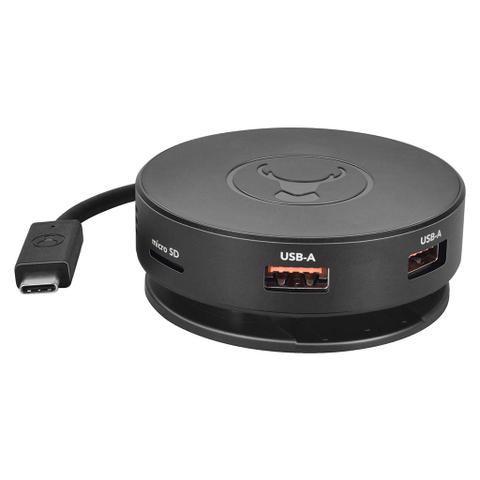 Bonelk Long-Life USB-C to 6-in-1 Round Multiport Hub (Black)