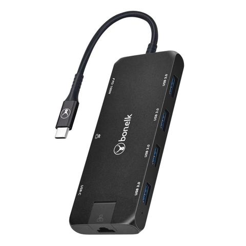 Bonelk Long-Life USB-C to 8-in-1 Multiport Hub (Black)