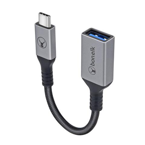 Bonelk 15cm Long-Life USB-C to USB-A Adapter (Space Grey)