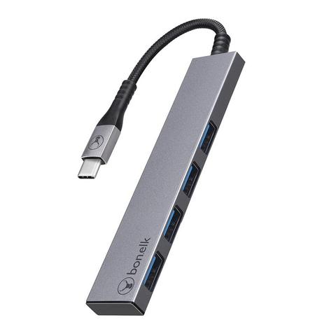 Bonelk Long-Life Series USB-C to 4 Port USB-A 3.0 Slim Hub - Space Grey