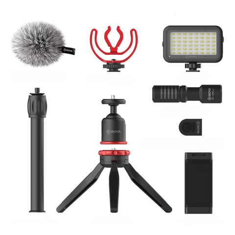BOYA BY-VG350 Vlogging Kit - incl. Mini Tripod, BY-MM1+ Mic, LED Light & Cold Shoe