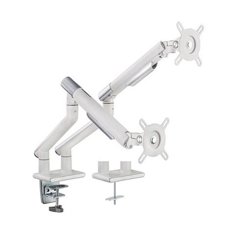 Brateck Dual Monitor Premium Slim Aluminum Spring-Assisted Monitor Arm (White)