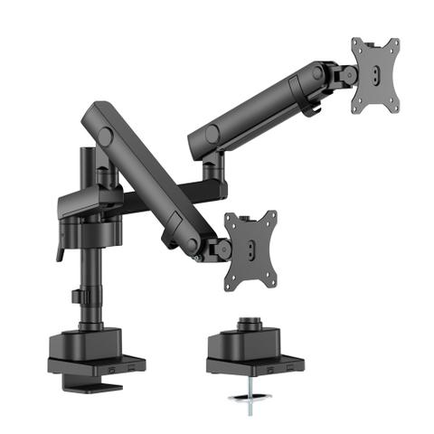 Brateck Dual Screen Pole-Mounted Heavy-Duty Mechanical Spring Monitor Arm - 17"-35" (Black)