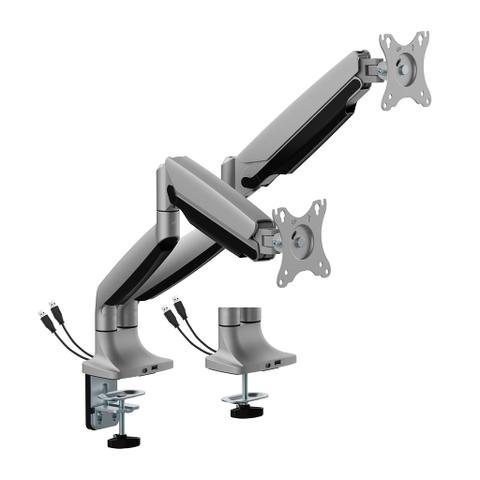 Brateck Heavy Duty Dual-Monitor Gas Spring Monitor Arm - 17"-35" - Silver