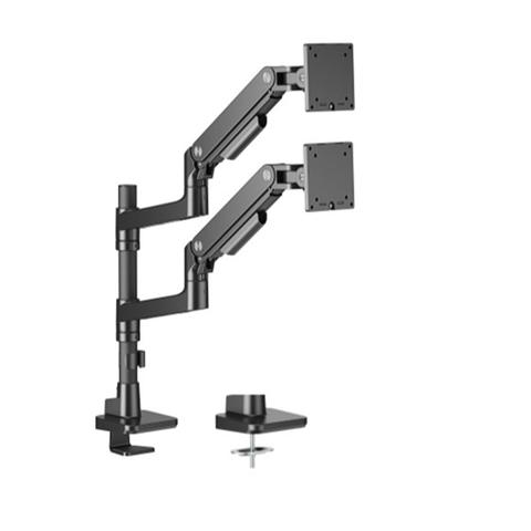 Brateck Noteworthy Pole-Mounted Heavy-Duty Gas Spring Dual Monitor Arm - 17"-49"