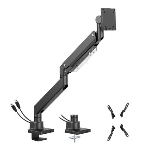 Brateck Super Heavy-Duty Gas Spring Monitor Arm Mount with USB Ports - 17"-57"