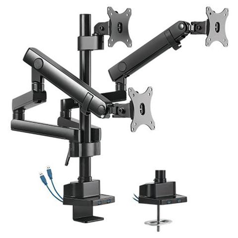Brateck Triple Monitor Aluminum Slim Pole Held Mechanical Spring Arm 17"-27"