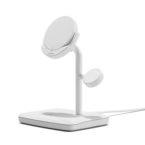 Cygnett ChargeBase Qi2 3 in 1 Magnetic 15W Wireless Charging Stand (White)