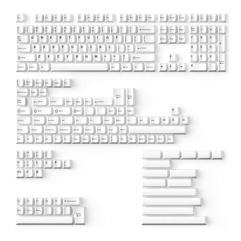 Keychron Cherry Double-Shot PBT Keycaps (Black on White) (Full Set 218 Keys)