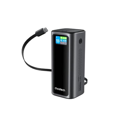 Choetech PowerLeap 20000mAh 130W Built-in USB-C Cable Laptop Power Bank with TFT Display