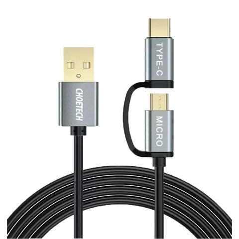Choetech XAC-0012-102BK 1.2m 2-in-1 USB Type C+Micro USB Cable