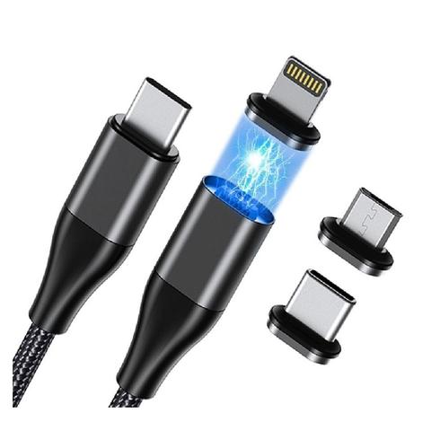 Choetech XCC-1034 1m 3-in-1 Magnetic 60W USB-C Cable w/ 3 Replaceable Connectors