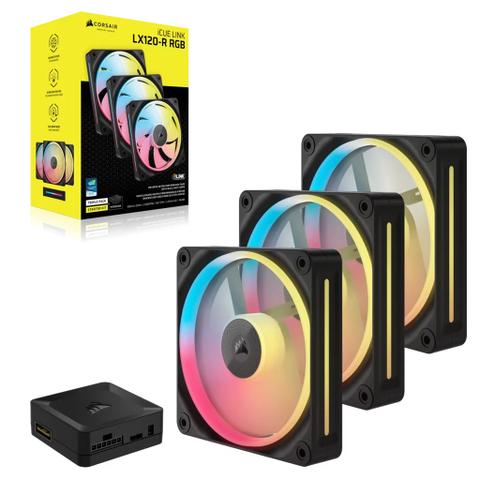 Corsair iCUE LINK LX120-R RGB 120mm PWM Reverse Fans - Black (3-Pack)