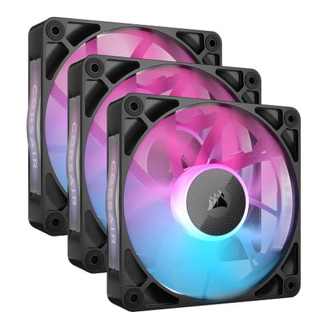 Corsair RX120 iCUE Link 120mm RGB PWM Case Fan Black - 3 Pack w/ System Hub