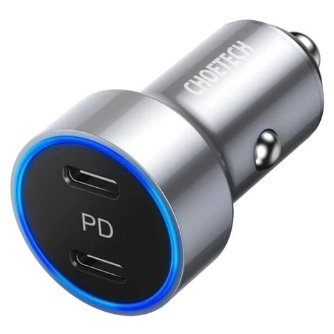 Choetech C0054-SL Dual Port PD 40W USB-C Car Charger Adapter - Silver