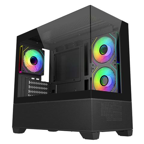 Cooler Master Elite 490 ARGB Tempered Glass Micro-ATX Case - Black