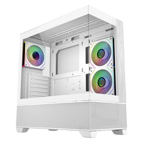 Cooler Master Elite 690 Tempered Glass & Wood Mid-Tower ATX Case - White