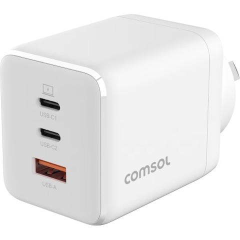 COMSOL 100W GaN3 3-Port Wall Charger USB-C + USB-A