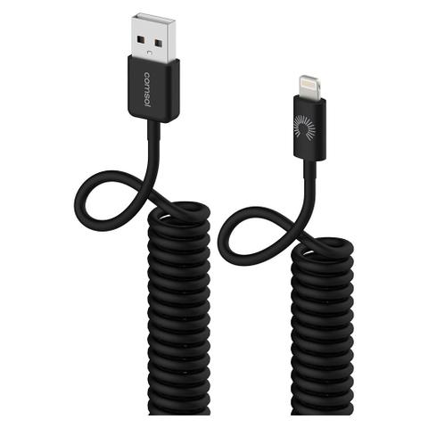 Comsol 1.2m Apple Lightning to USB Cable - Coiled Black
