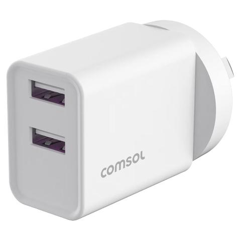 Comsol 12W Dual Port USB-A Wall Charger