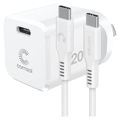 Comsol 20W USB-C Wall Charger + 1.2m USB-C to USB-C Cable