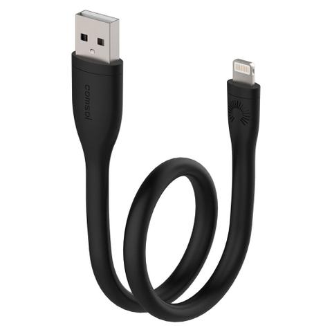 Comsol 25cm Apple Lightning to USB Cable - Silicone Black