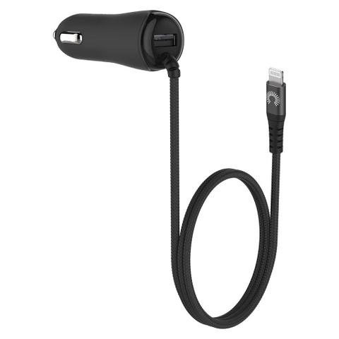 Comsol 2 Port USB Car Charger with Lightning Cable 2.4A(24W)