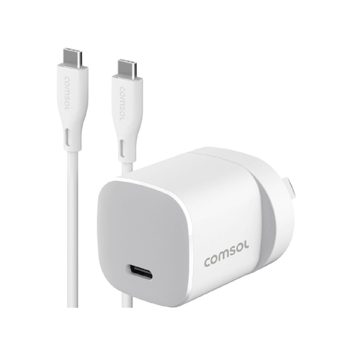 Comsol 30W GaN USB-C Wall Charger + 1.5m USB-C to USB-C Cable