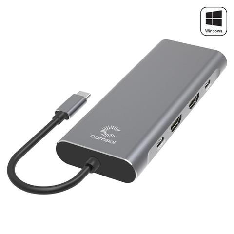 Comsol USB-C Windows DP-Alt Dual 4K HDMI Multi-Port Adapter