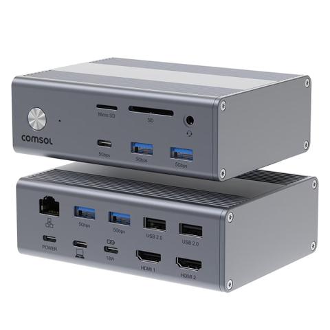 Comsol Dual Monitor USB-C 16-Port Docking Station